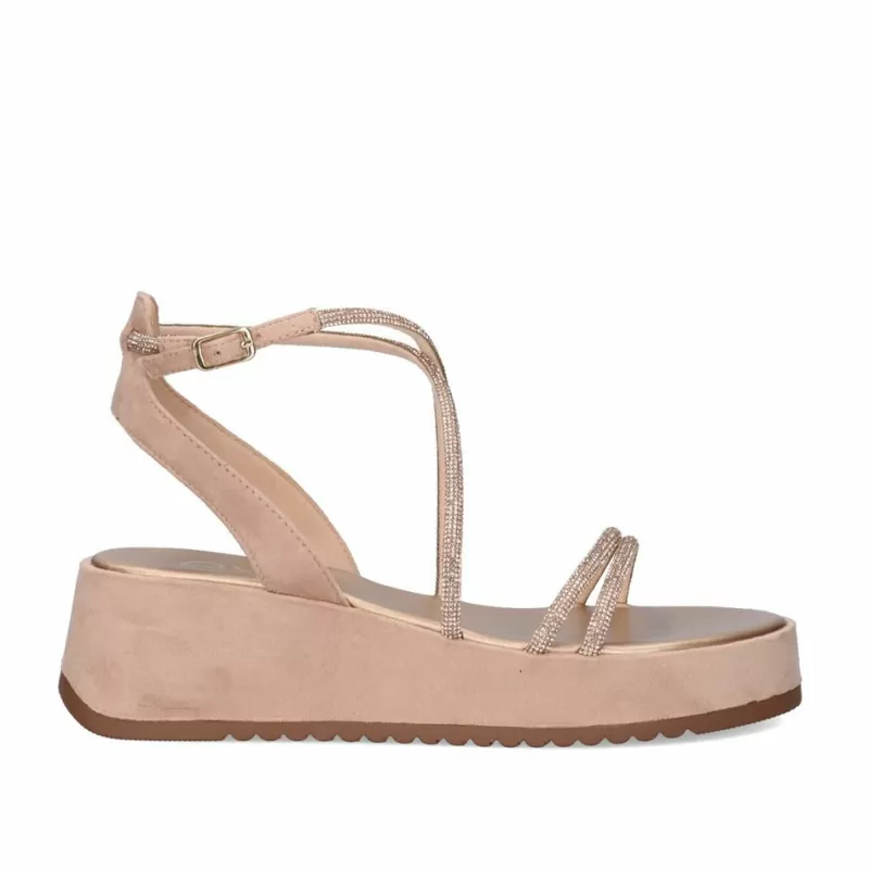 Platform Shoes>Exe Shoes Sandal Platform Iris-617 Pink Gold