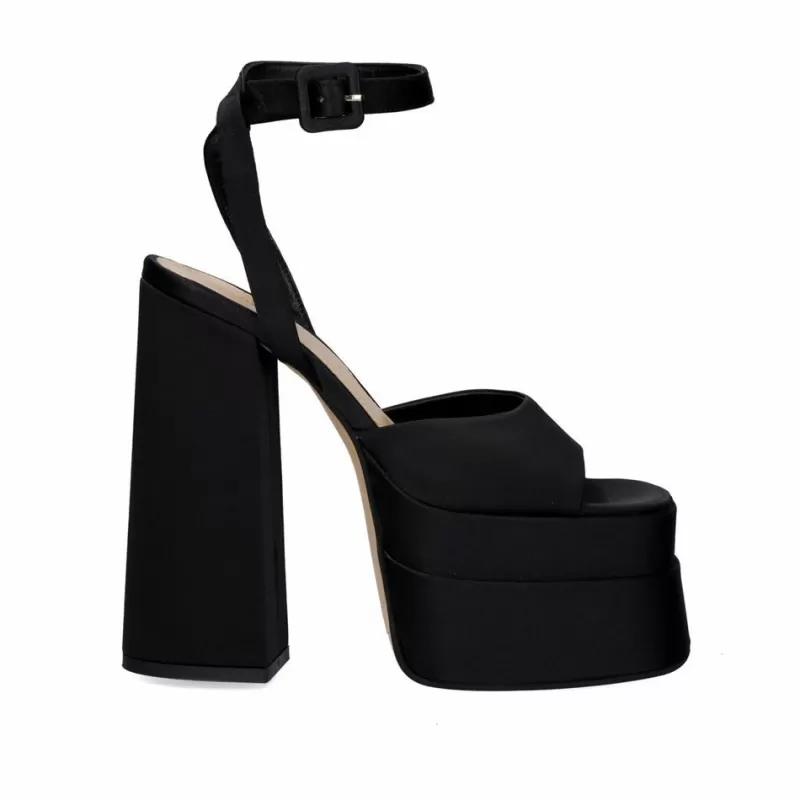 High Heeled Sandals>Exe Shoes Satin High Heel Sandals Medusa-814 Black