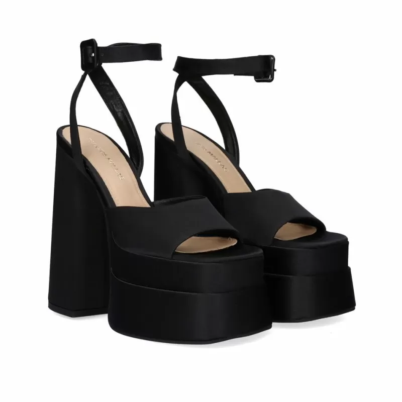 High Heeled Sandals>Exe Shoes Satin High Heel Sandals Medusa-814 Black