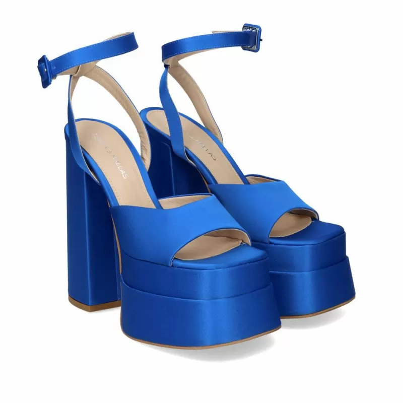 High Heeled Sandals>Exe Shoes Satin High Heel Sandals Medusa-814 Electric Blue