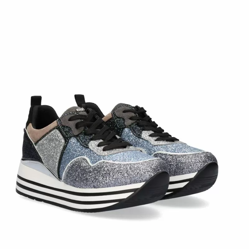 Sneakers>Exe Shoes Sneaker Glitter Platform 74-232Ex03 Pewter