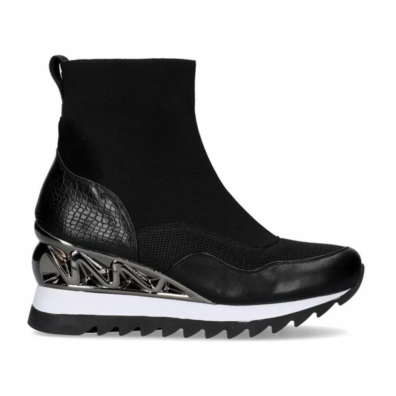 Ankle Boots>Exe Shoes Sock Booty With Wedge Y2327-H277 In Black