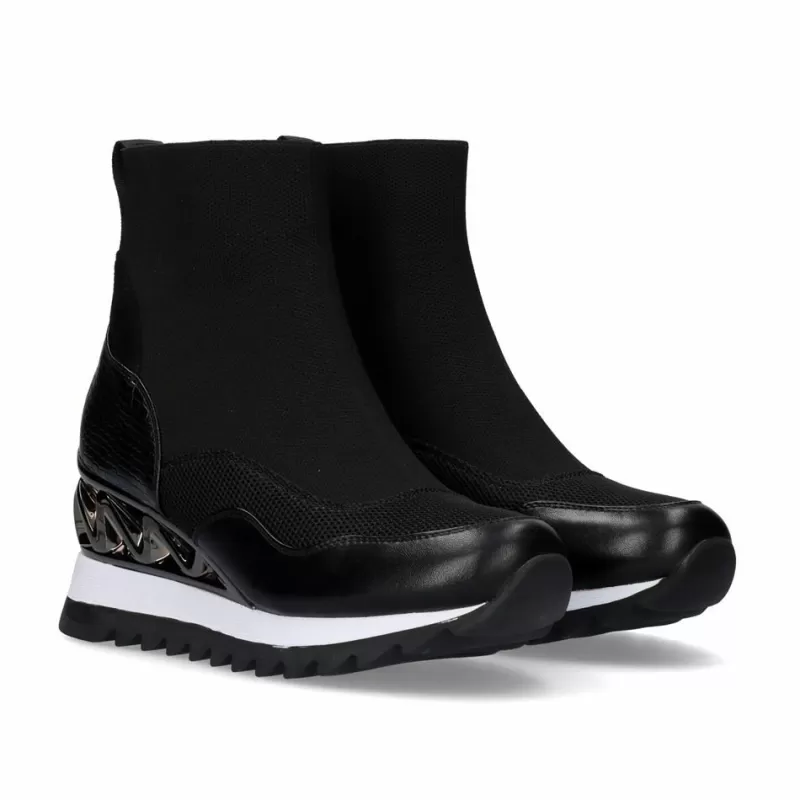 Ankle Boots>Exe Shoes Sock Booty With Wedge Y2327-H277 In Black