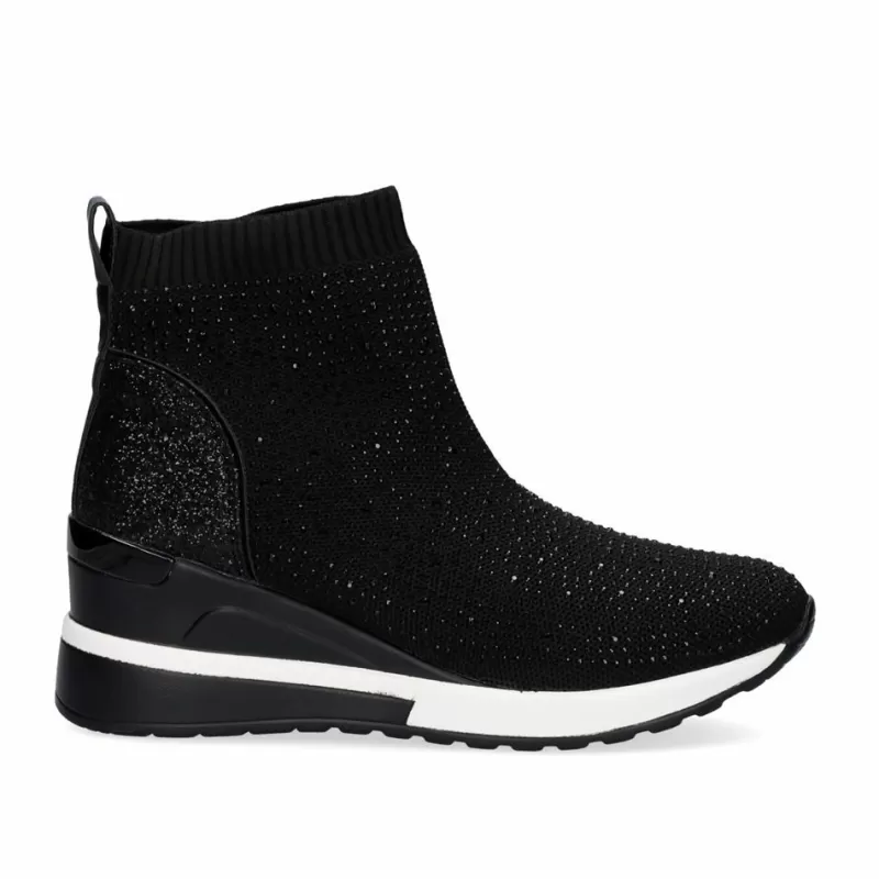 Ankle Boots>Exe Shoes Sock-Style Ex20B Bootie In Black With Diamonds