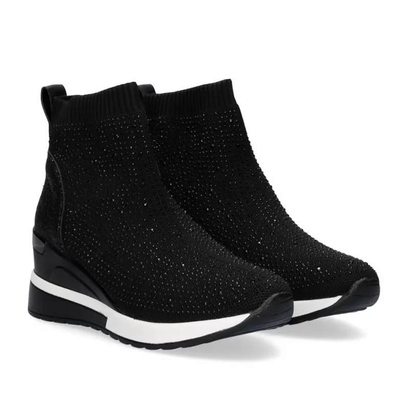 Ankle Boots>Exe Shoes Sock-Style Ex20B Bootie In Black With Diamonds