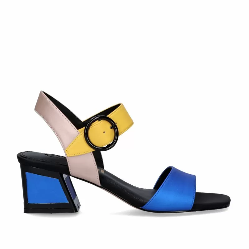 High Heeled Sandals>Exe Shoes Square Heel Sandal Luisa-515 Blue