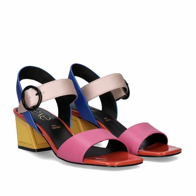 High Heeled Sandals>Exe Shoes Square Heel Sandal Luisa-515 Fuxia