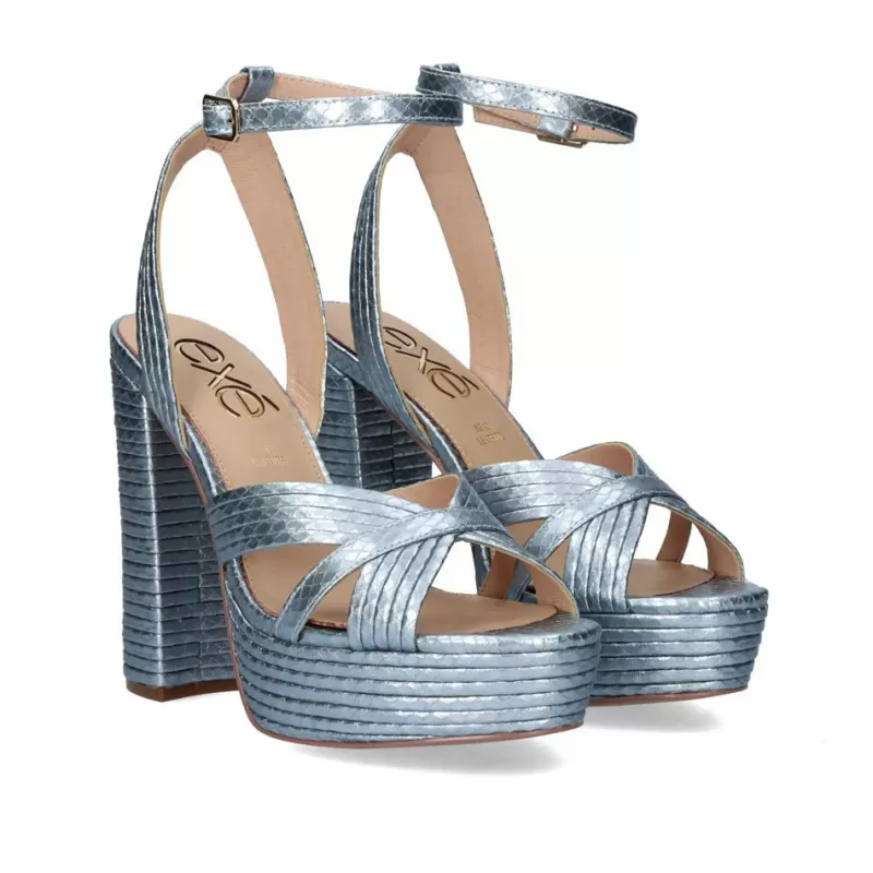 High Heeled Sandals>Exe Shoes Summer Heel Sandal 2023 Ophelia-832 Snake Aqua