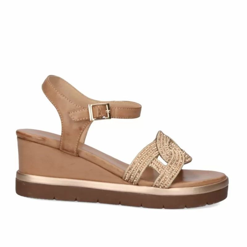 Wedges>Exe Shoes Wedge Sandal Ipanema-926 Pink Gold